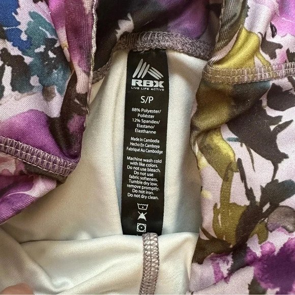 RBX Purple Floral Mid Rise Cropped Leggings Sz Small GUC - Picture 5 of 8